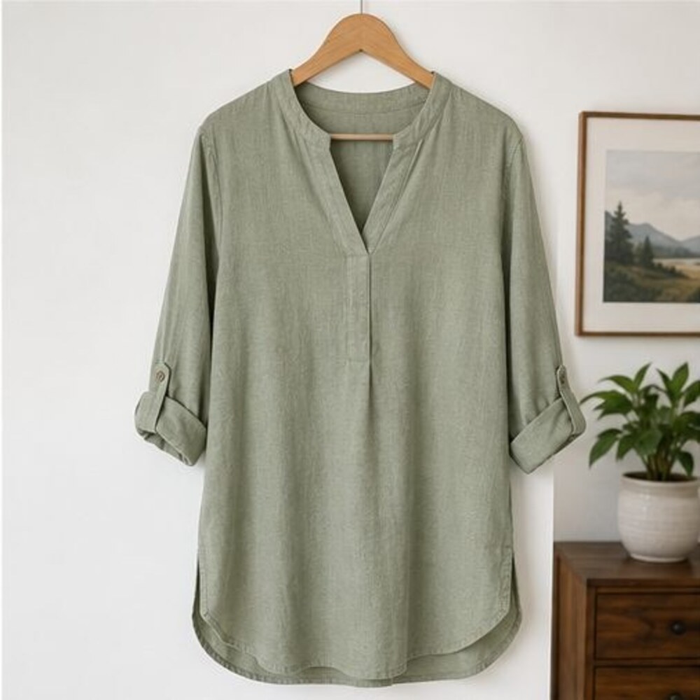Sage Split Neck Tunic Blouse